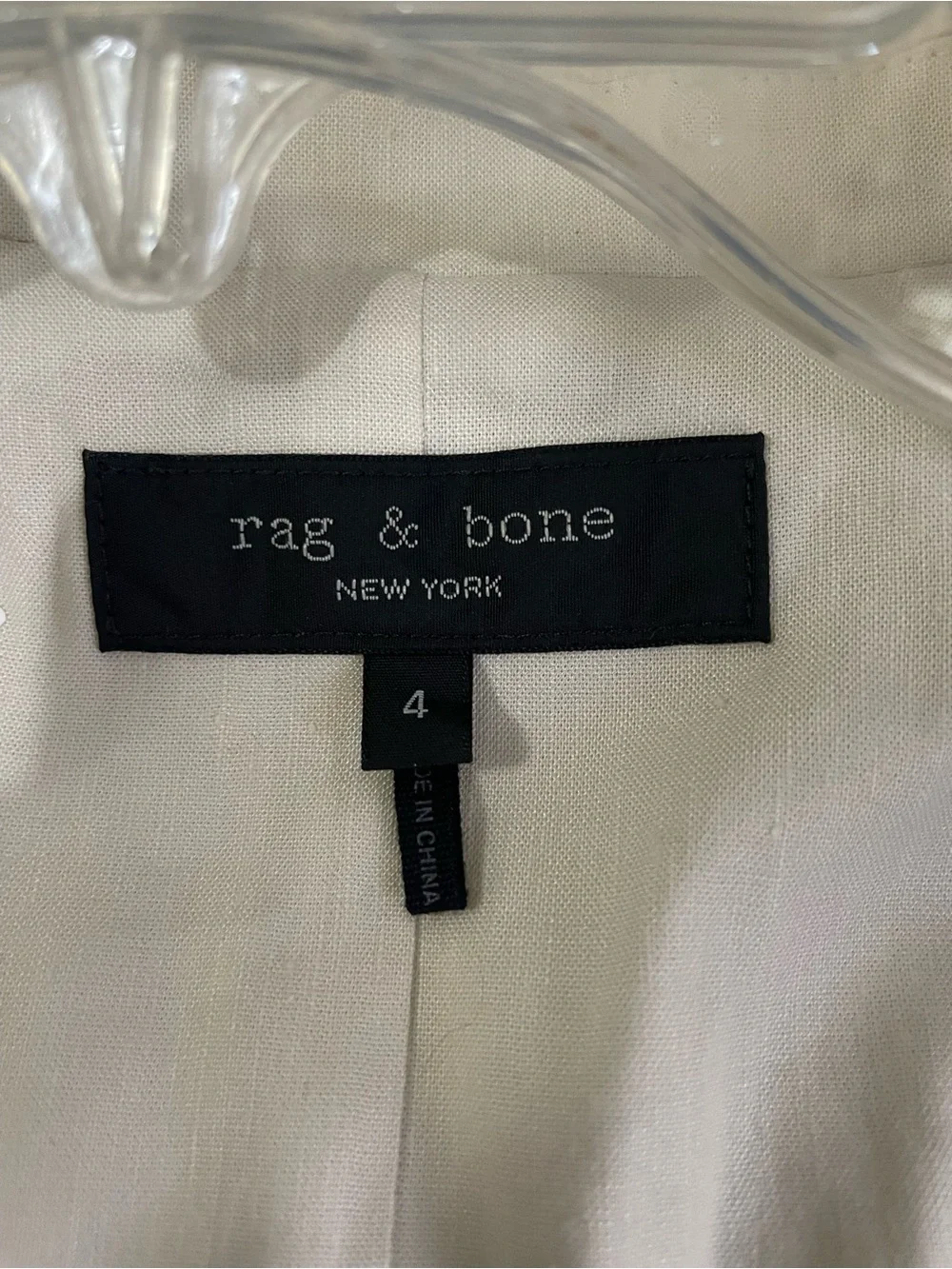 rag & bone cream linen spandex blend blazer one button minimalist neutral size 4